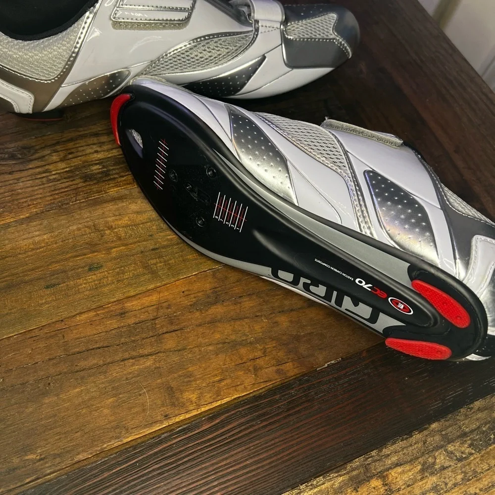 Giro Mele Tri Shoes, cycling shoes chrome & white, great shape (MB2)